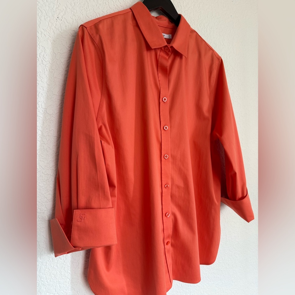 Chico's Coral Button Down Shirt | Classic Effortless Style - Picture 10 of 12